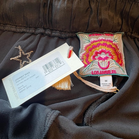 Johnny Was Victoria Black Velvet Joggers - Picture 5 of 6